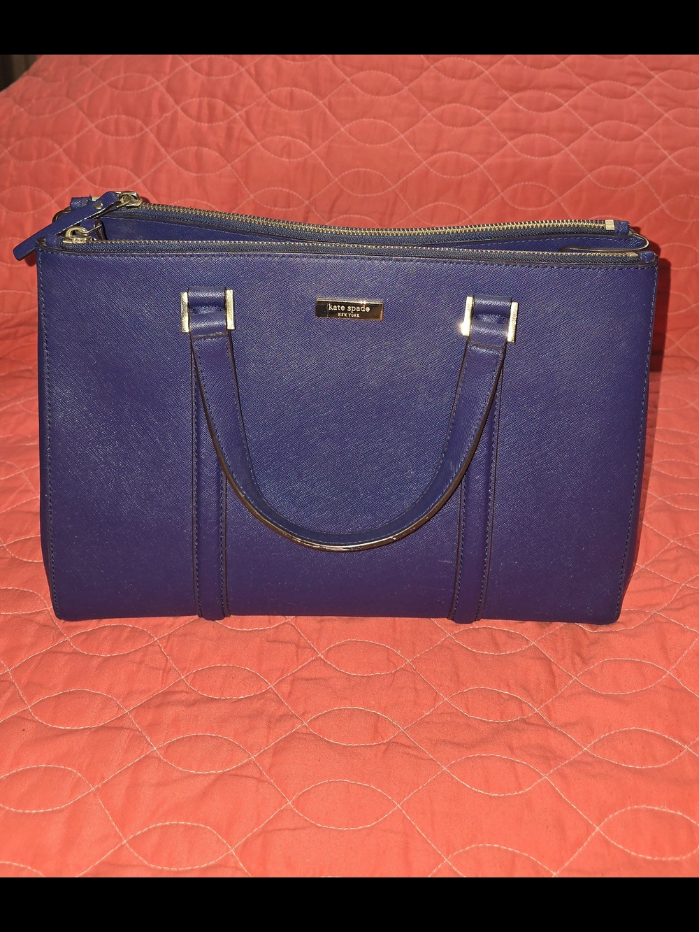 Kate Spade Blue Saffiano Leather Satchel